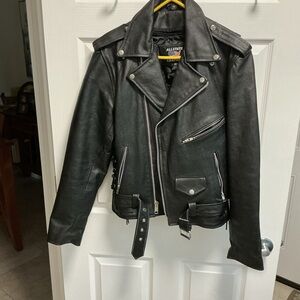 Allstate Leathers Black Leather Bikers Jacket Sz 38